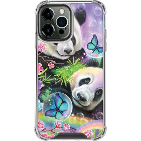 Rainbow Pandas with Butterflies by Sheena Pike iPhone 13 Pro Max Clear Case